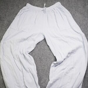 SO Low Rise Double Gauze Joggers Peri Cream Blue Lace Trim Pants Medium NEW